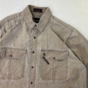 VTG Browning Heavyweight Men Shirt Snap L Brown Super Naturals Canvas Distressed